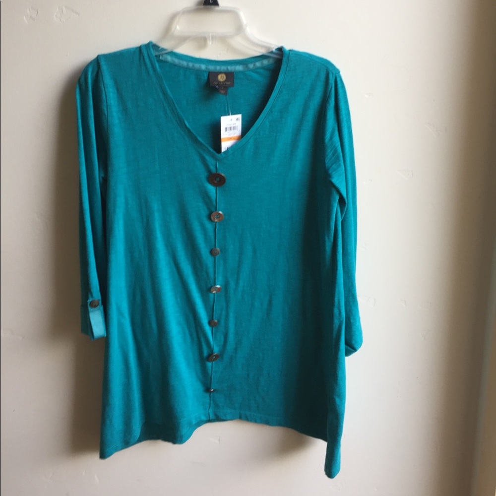 Top, women’s turquoise, small, cotton, decorative